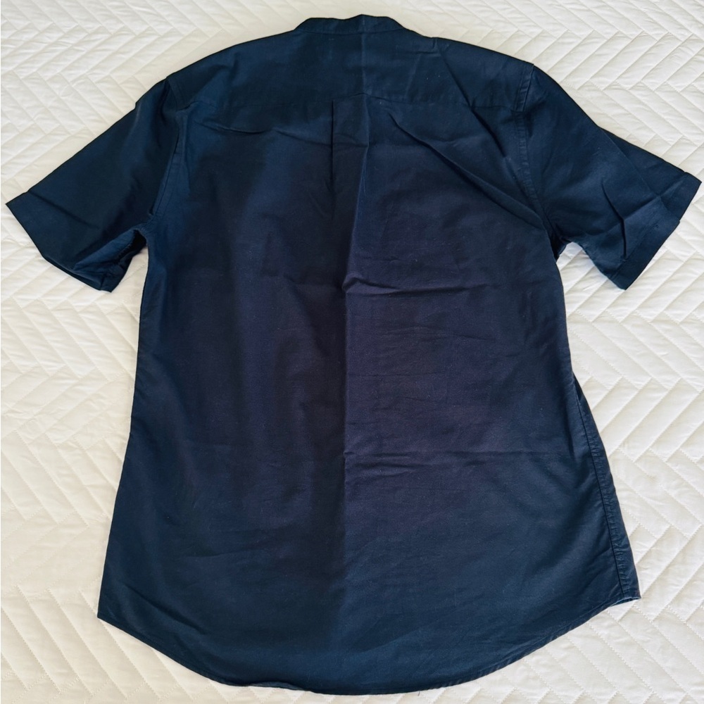 Zara Man Mandarin Collar Button Down Shirt Black Size L Used Great Condition! - Picture 2 of 11
